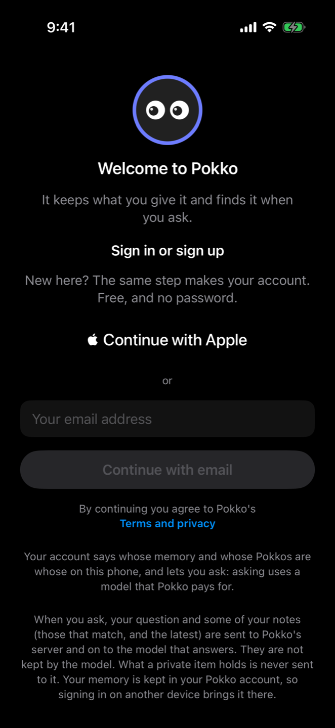 The sign-in screen